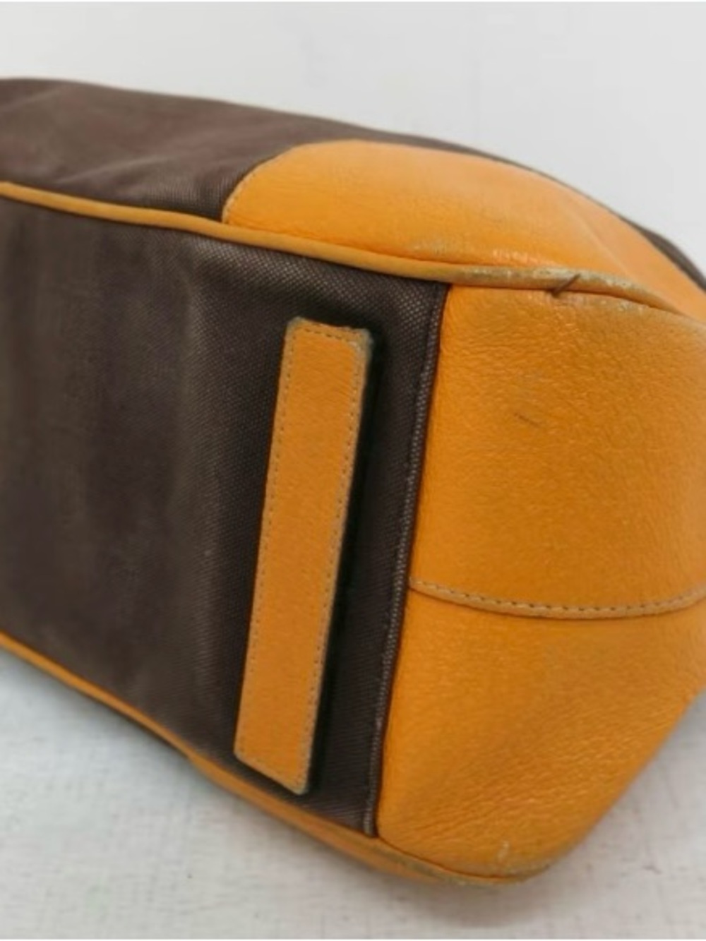 Prada Brown Canvas Satchel with yellow Leather Trim - Picture 4 of 7